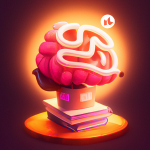 illustration of a large language model, artificial intelligence, big brain, modern design, for the web, cute, happy, 4k, high resolution, trending in artstation